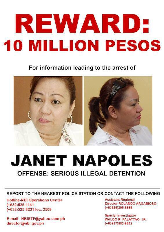 WANTED: PHP 10 MILLION REWARD for JANET LIM NAPOLES