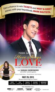 Martin Bautista May 29, 2015 Concert will feature Philippine Pop Princess Sarah Geronimo