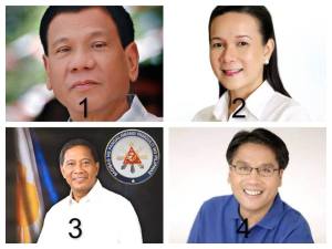 2016 Presidential survey front-runner Senator Grace Poe with Vice President Jejomar Binay in second place. Davao Mayor Rodrigo Duterte occupies the number three slot while DILG Secretary Mar Roxas is tied for fourth and fifth positions with former President now Manila City Mayor Joseph Estrada based on previous (more credible) survey results.