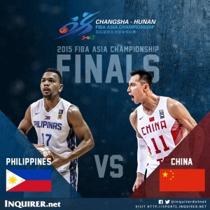 Gilas Pilipinas plays China for the FIBA Asia Championship. The winner earns a slot to the Rio summer Olympics.